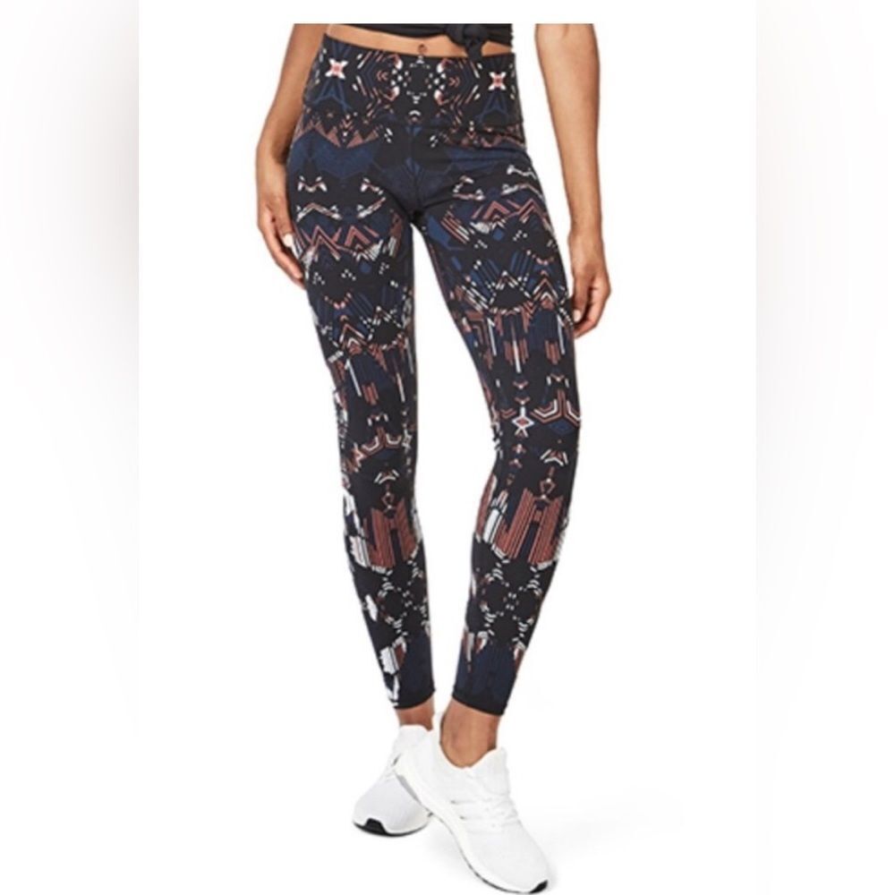 Sweaty Betty - Power Gym Leggings - Beetle Blue Interlock Pattern - XSmall